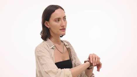 Woman checking her smartwatch
