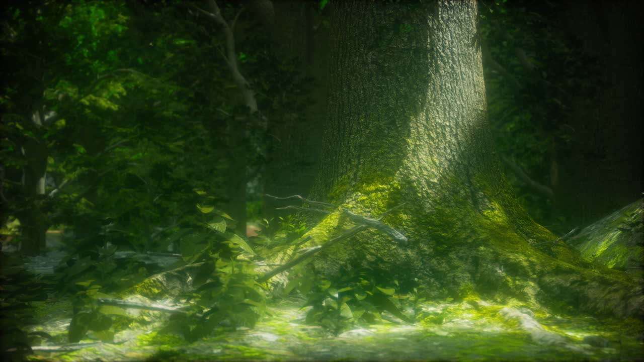 primer plano, verde, musgo, en, árbol, en, el, bosque