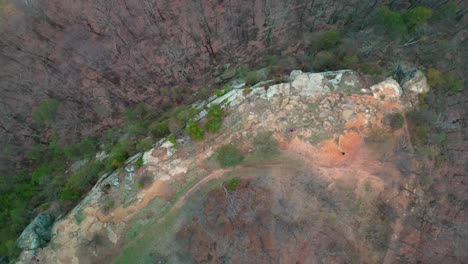 Aerial-topdown-view-of-rock-cliffs-at-Mount-Pleasant,-Lancaster,-Ohio