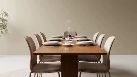 modern dining table set in a minimalist room