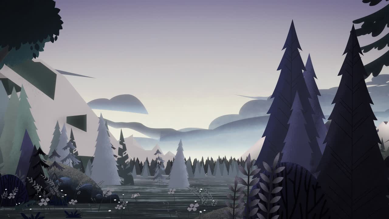 Cloudy weather in a beautiful coniferous forest in monochrome colors. Gray stone landscape overlooking the rocky mountains and dark thunderclouds.