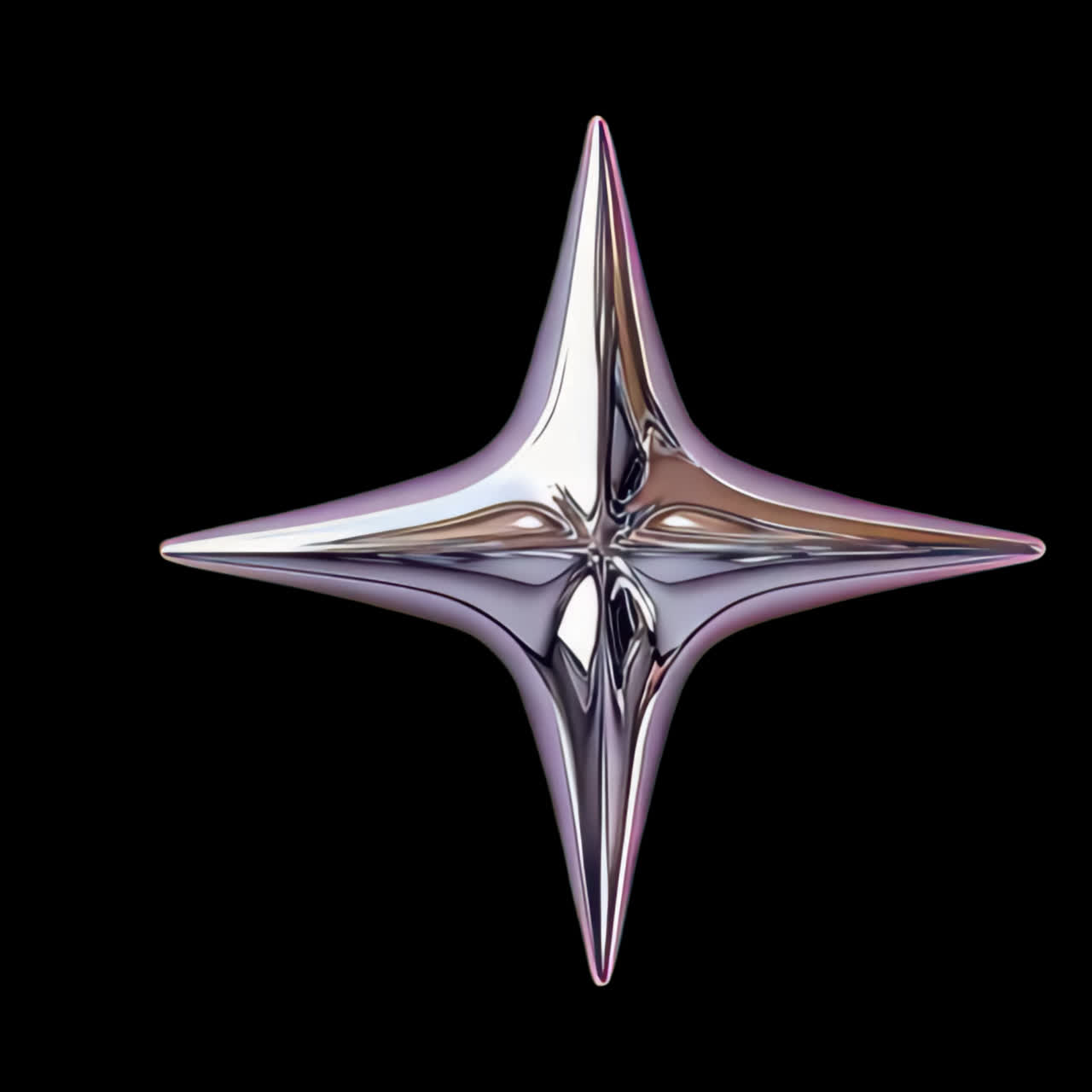 Futuristic metallic star design animation isolated asset, transparent 4K video, alpha channel