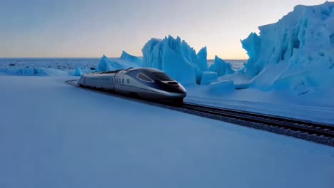 train journey through an arctic landscape