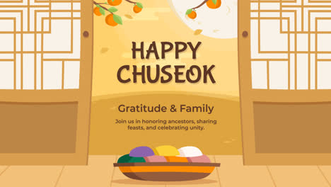 an animation of a traditional chuseok background in flat style