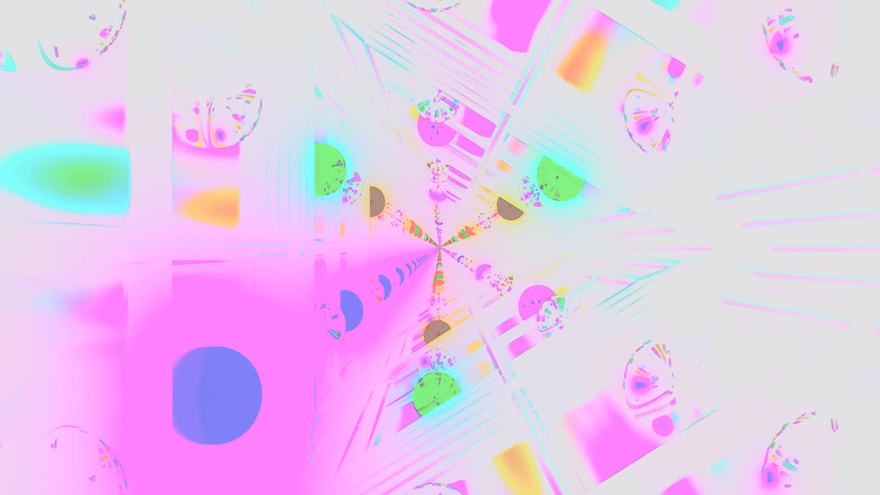 A mesmerizing display of colorful patterns continuously shifts and evolves, creating a captivating visual atmosphere. This seamless loop captures attention with its vibrant hues and playful shapes