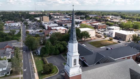 aerial orbit of first baptist church in hickory nc, north carolina