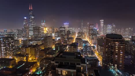chicago skyline at night skyscrapers timelapse