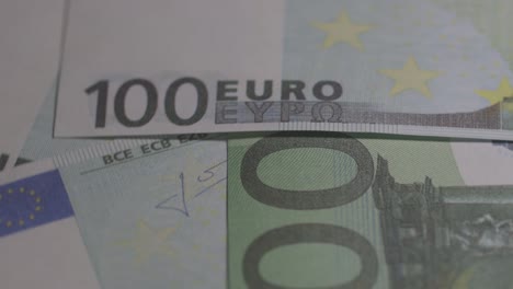 one hundred euro banknotes rotate in a circle