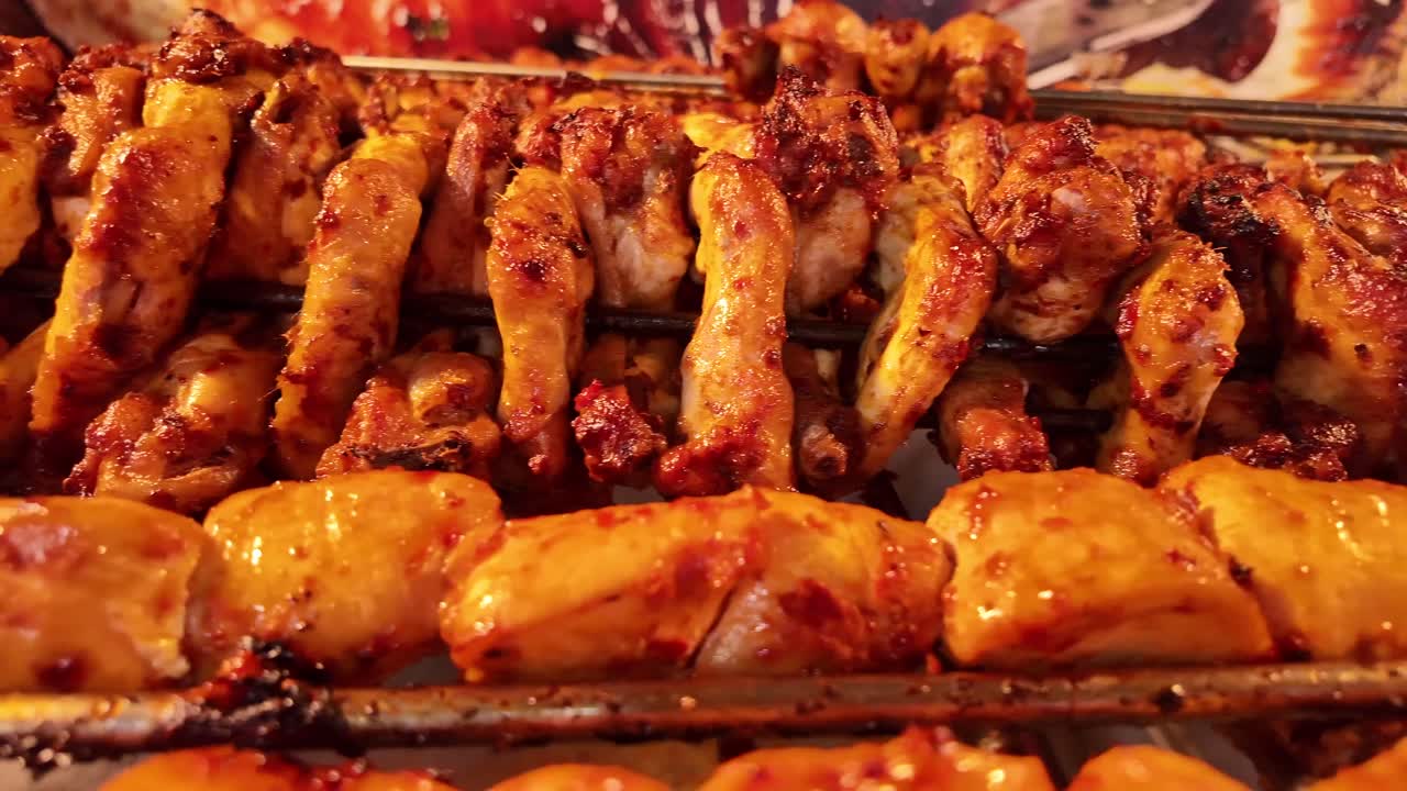 Grilled Chicken Wings and Skewers