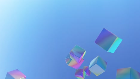 Cubic-soap-bubbles-floating-towards-the-clear-blue-sky