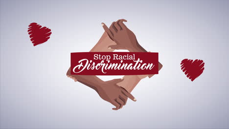 detener la campaña de racismo con las manos la unión humana y los corazones