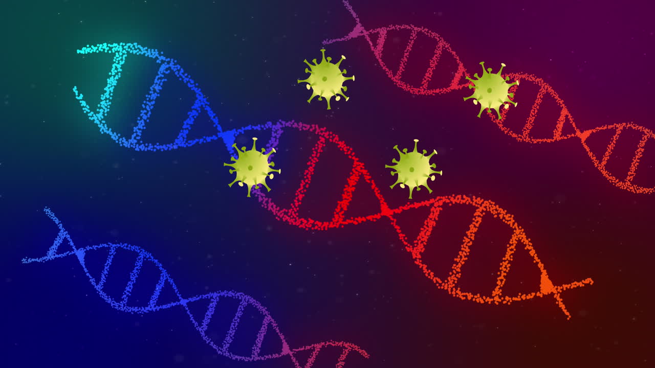 animación de las células del virus sobre cadenas de adn