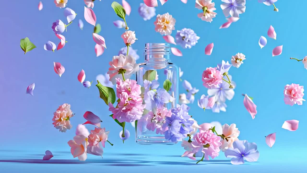 Fiori e petali in una bottiglia