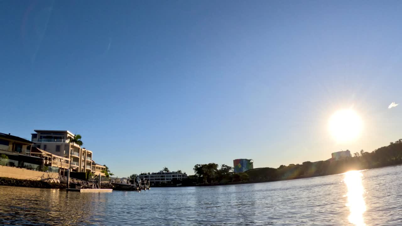 Sunset view of pier and cityscape