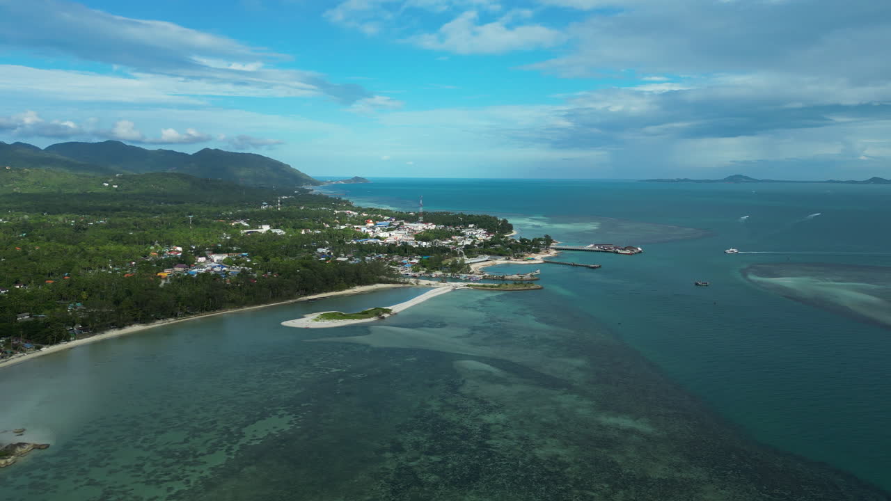 태국의 코 간 (koh phangan) 시의 전망.