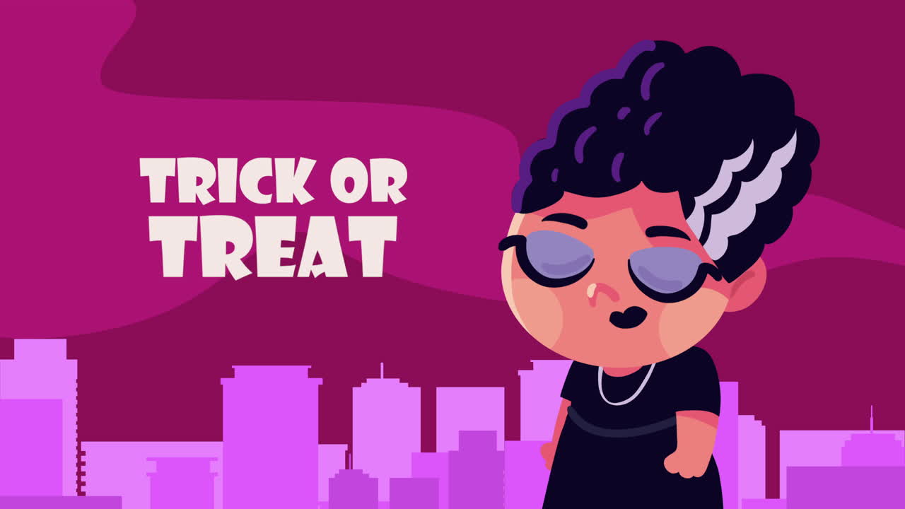 trick or treat lettering with dracula girl
