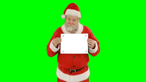 Retrato-De-Santa-Claus-Sosteniendo-Un-Cartel-En-Blanco