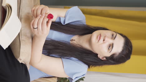 Vertical-video-of-Pensive-woman.