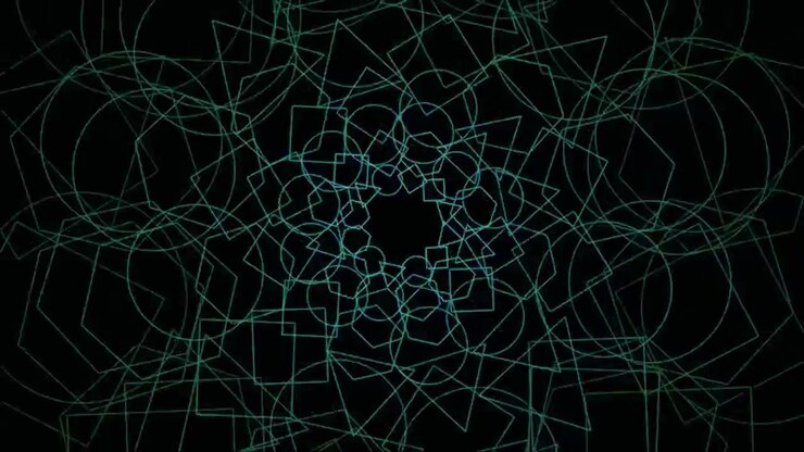 Abstract Geometric Mandala Animation with Rotating Green Lines