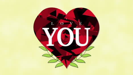 i love you with big red heart and flowers