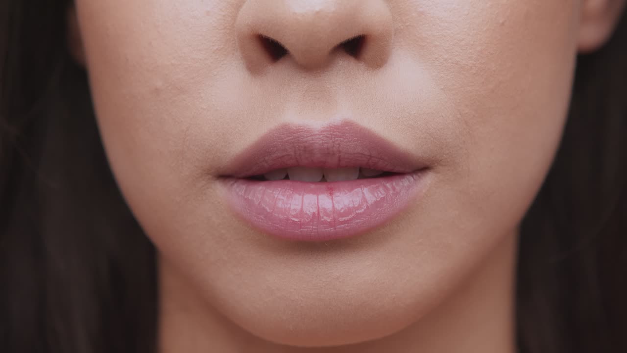 primer plano de la cara y los labios de una mujer