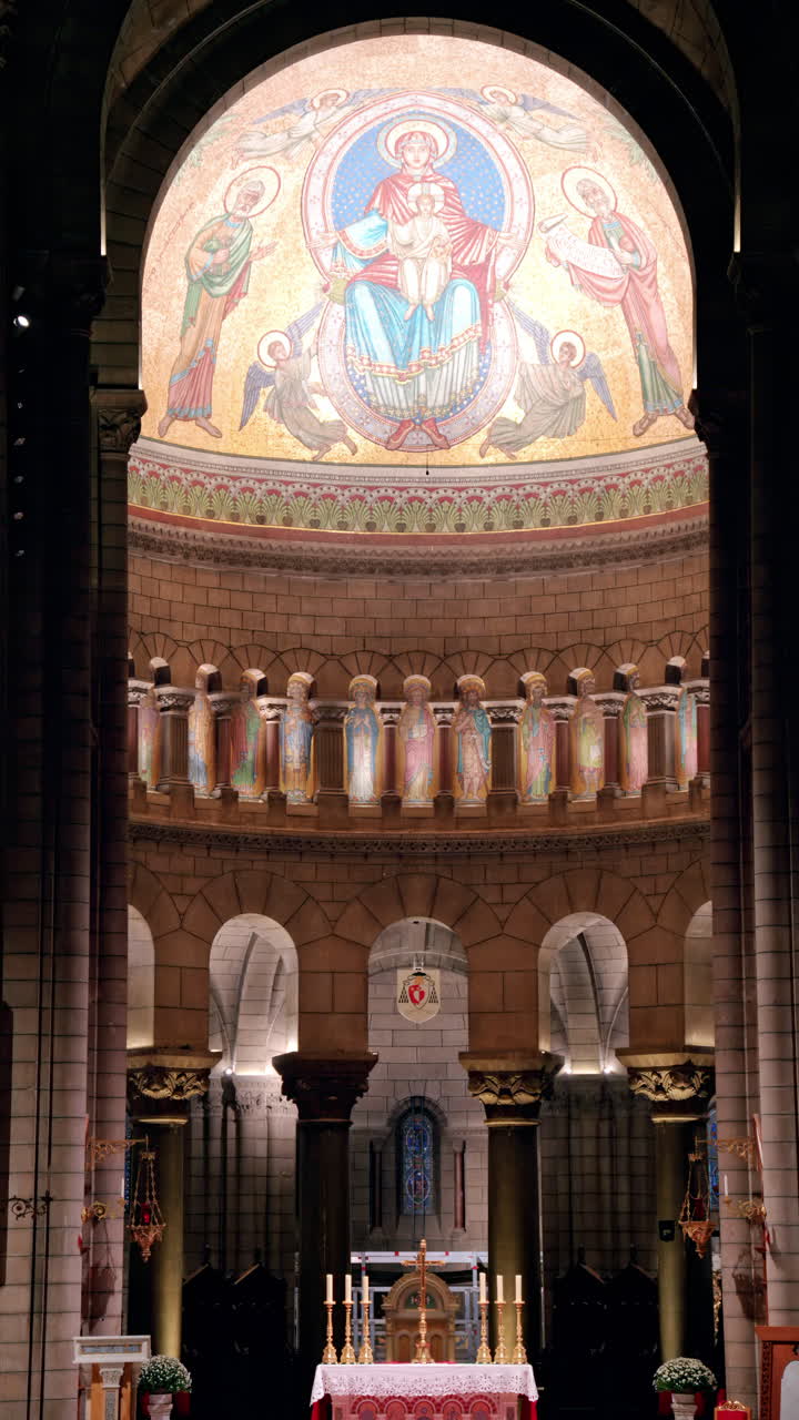 Monaco City, Monaco - October 14, 2024: The inside of the Monaco Cathedral in the Old Town. Vertical