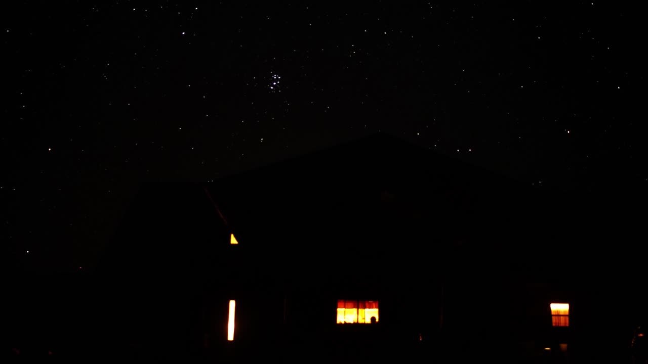 Scenic Outdoor Cabin Night Star Time Lapse