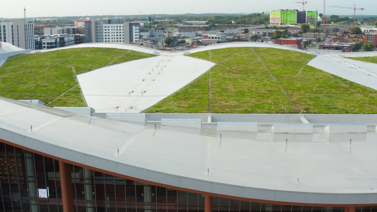 Green roof of sustainable urban city building in Nashville, TN, USA