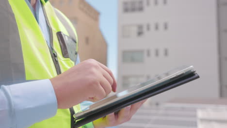 hands, tablet and typing, architect