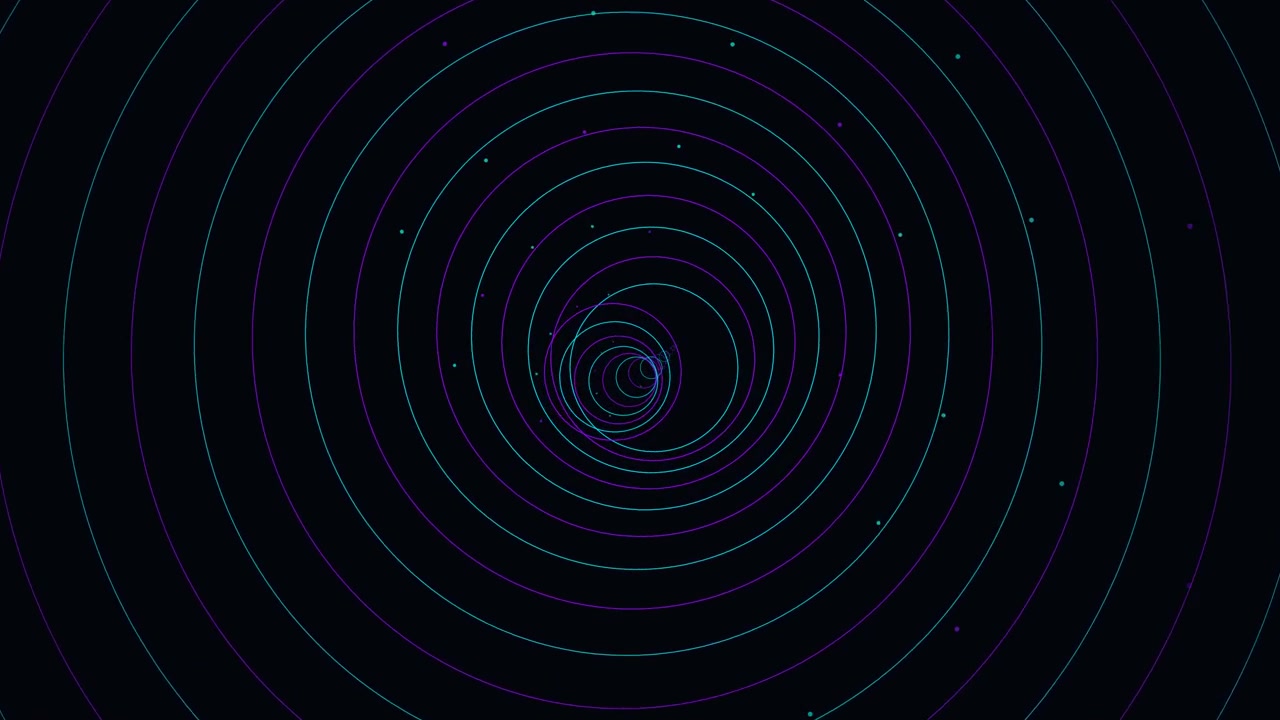 Abstract Motion Graphic of Concentric Circles and Floating Particles