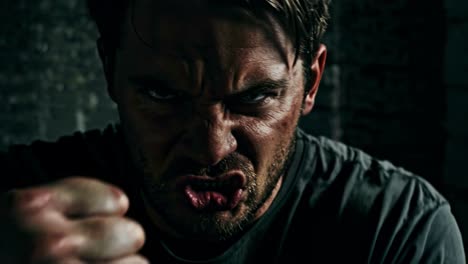 a powerful and intense emotion is vividly captured in a dramatic moment, set against a gritty and raw backdrop