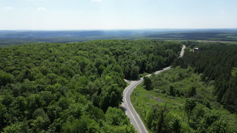 quebec, canada, america, summer, ete, amerique, road, estrie, forest, foret, drone, aerial, arbre, trees, field, nature, landscape, river, riviere, bridge, pont