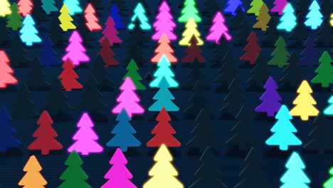 christmas card with multicolor garland, light bulbs in form of christmas tree on plane. beautiful looping new year composition. new year banner, neon garland or christmas toys in form of christmas tree