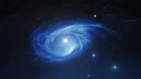 blue spiral galaxy in darkness in space