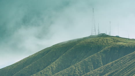 Close-up-of-pylons-on-the-top-of-the-Caldeira,-Faial,-the-Azores