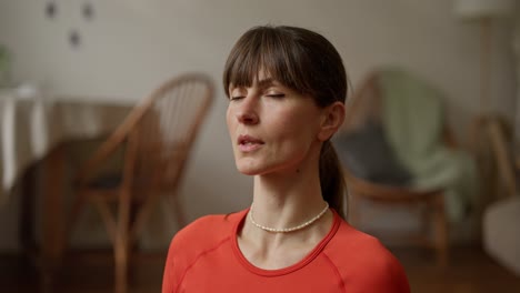 woman practicing yoga or meditation
