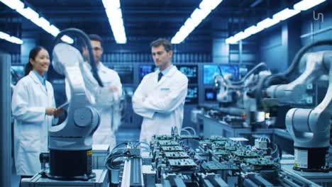 automated manufacturing process with robotic arms