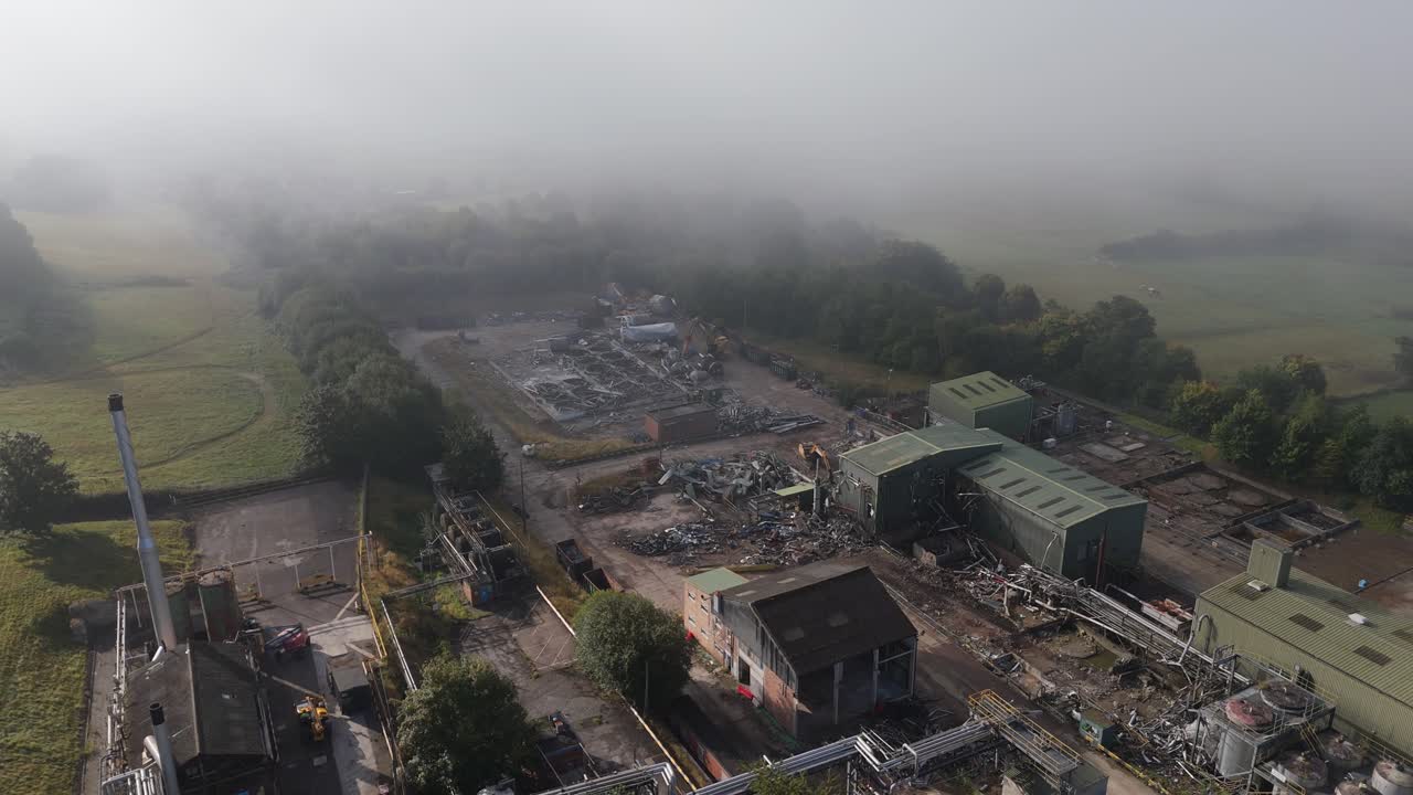 Chemical plant industrial demolition project. Decommissioning and demolition, removal and disposal of asbestos storage equipment, buildings and structural steelwork. Enviromental and global pollution