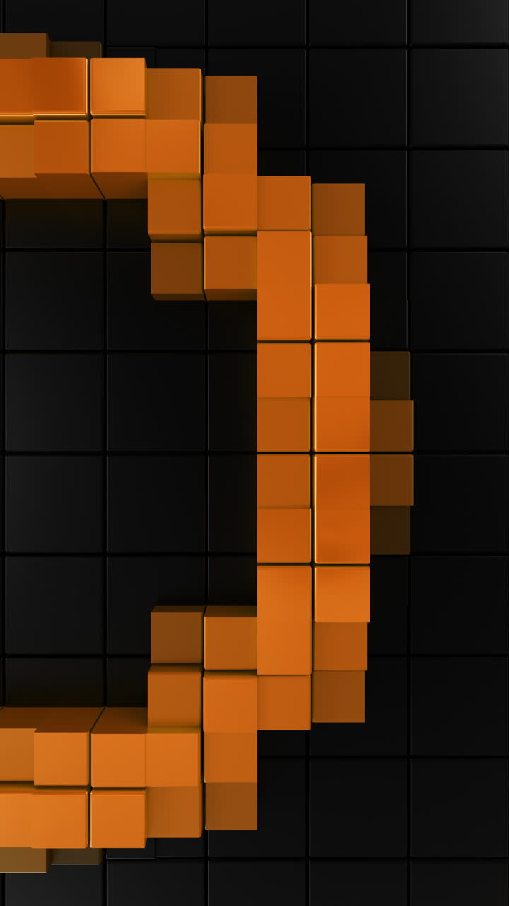 Orange Abstract Curved Vertical Arc Seamless 3D Loop Animation. 3D rendering