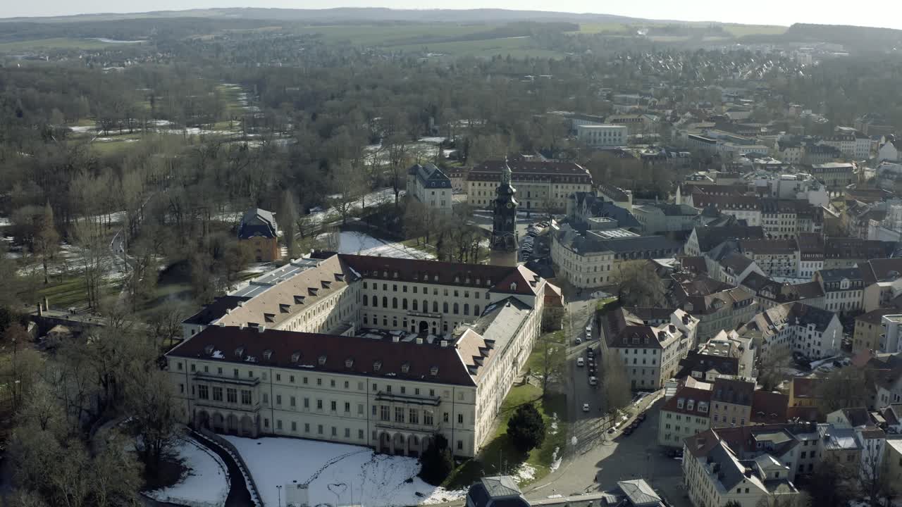 화창한 봄날 바이마르의 드론 항공 영상