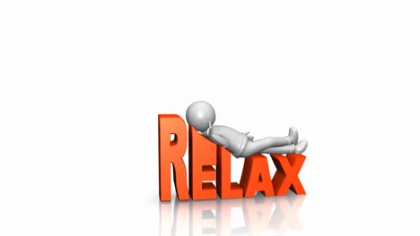 3d man lying on the word relax