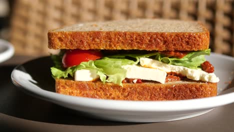 delicious whole wheat feta and tomato sandwich