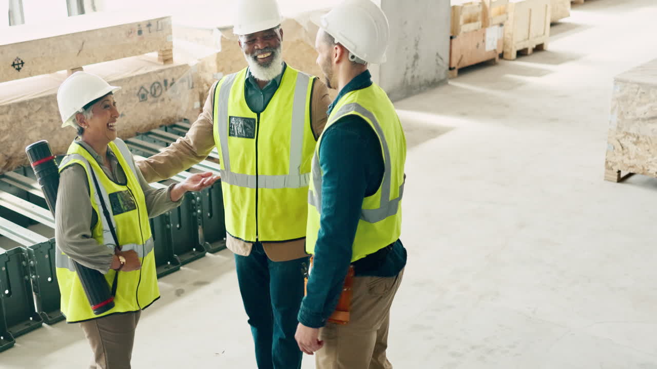 ingeniero, trabajo en equipo y construcción hablada