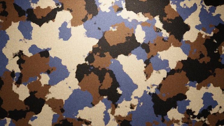 Blue and Brown Camouflage Pattern Fabric Texture
