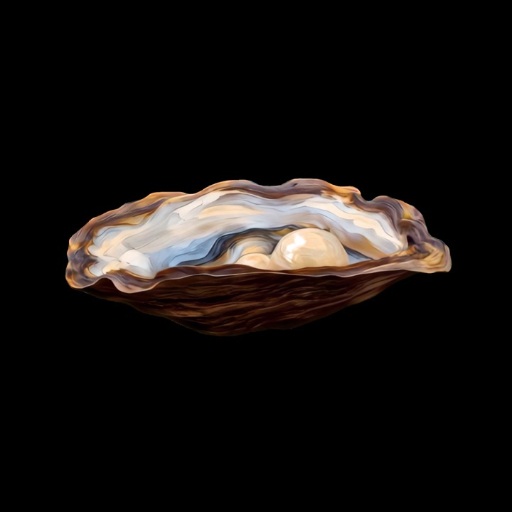 Oyster Shell Opening to Reveal Luminous Pearls