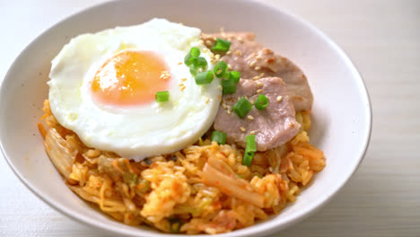 Kimchi-fried-rice-with-fried-egg-and-pork---Korean-food-style