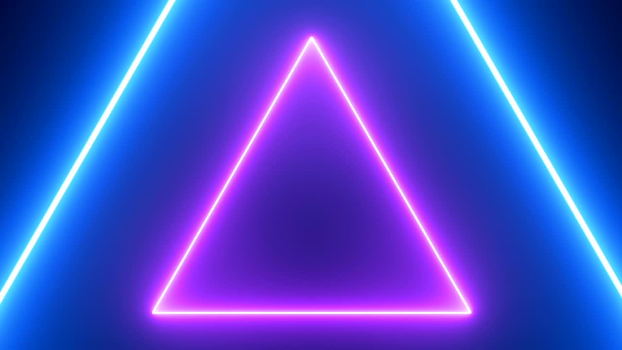 fondo retro abstracto con triángulos de neón bucle sin costuras