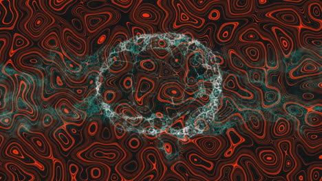 animación del cerebro humano y la cadena de adn girando sobre un fondo líquido