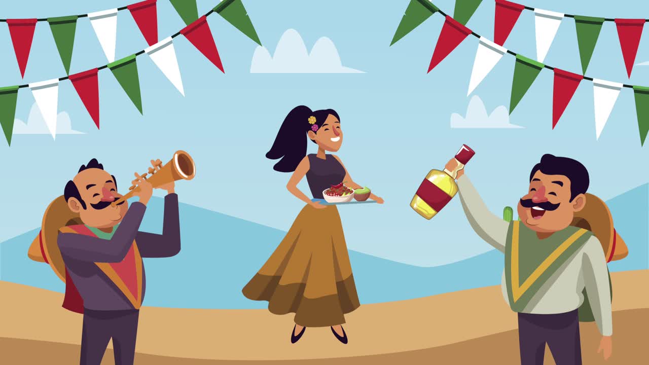 personas mexicanas en la celebración de la fiesta