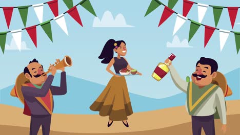 personas mexicanas en la celebración de la fiesta
